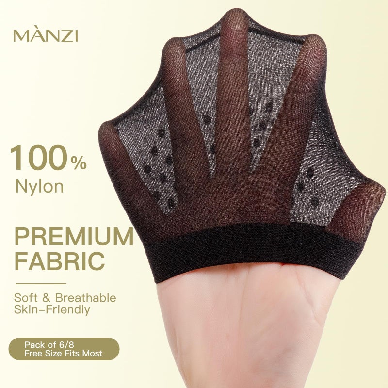 MANZI 6 Pairs Toe Topper Women Socks Half Noshow Seamless Socks(6 Black, One Size) - Image 2